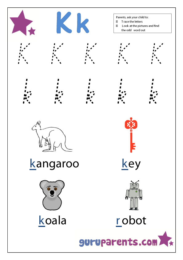 preschool letter k template