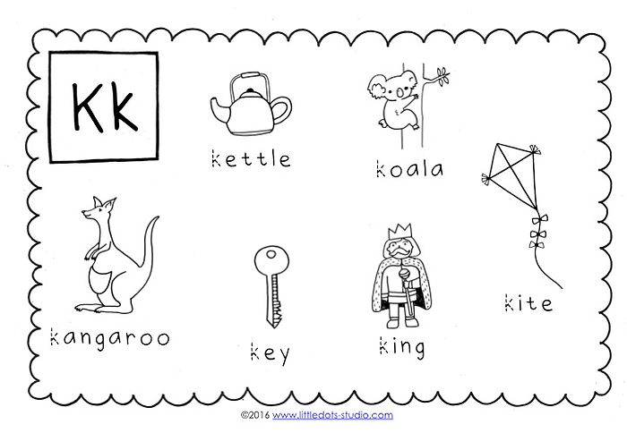 Letter K Alphabet Activity Worksheet - Doozy Moo