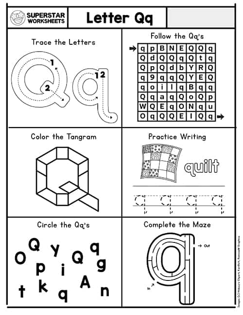 preschool letter q worksheet