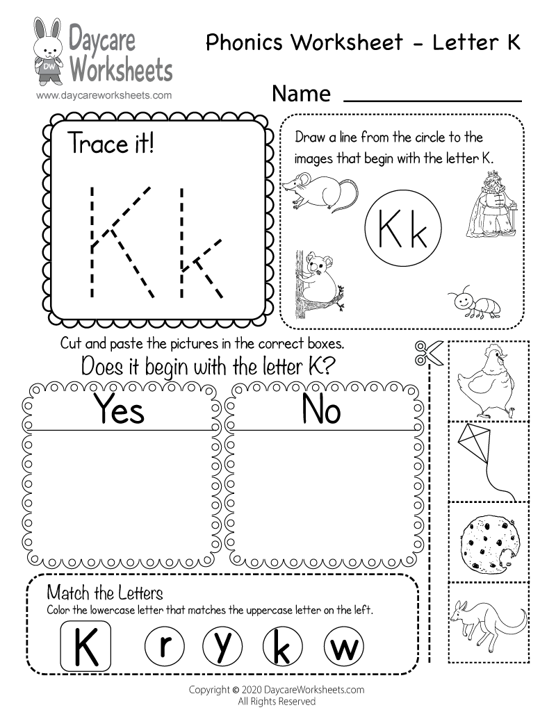 preschool letter worksheet for k
