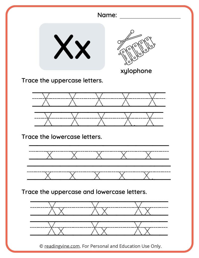 preschool letter x worksheet