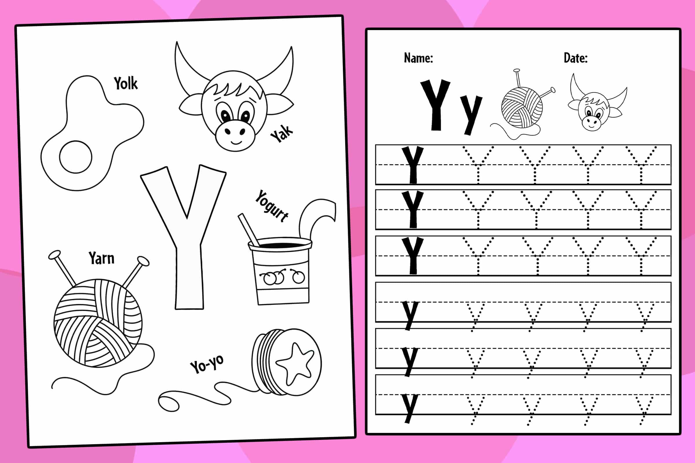 preschool letter y worksheet things
