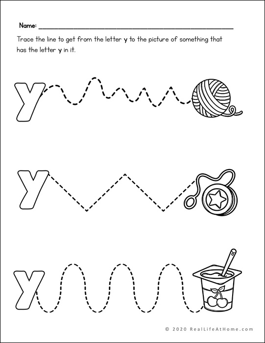 preschool letter y worksheet things