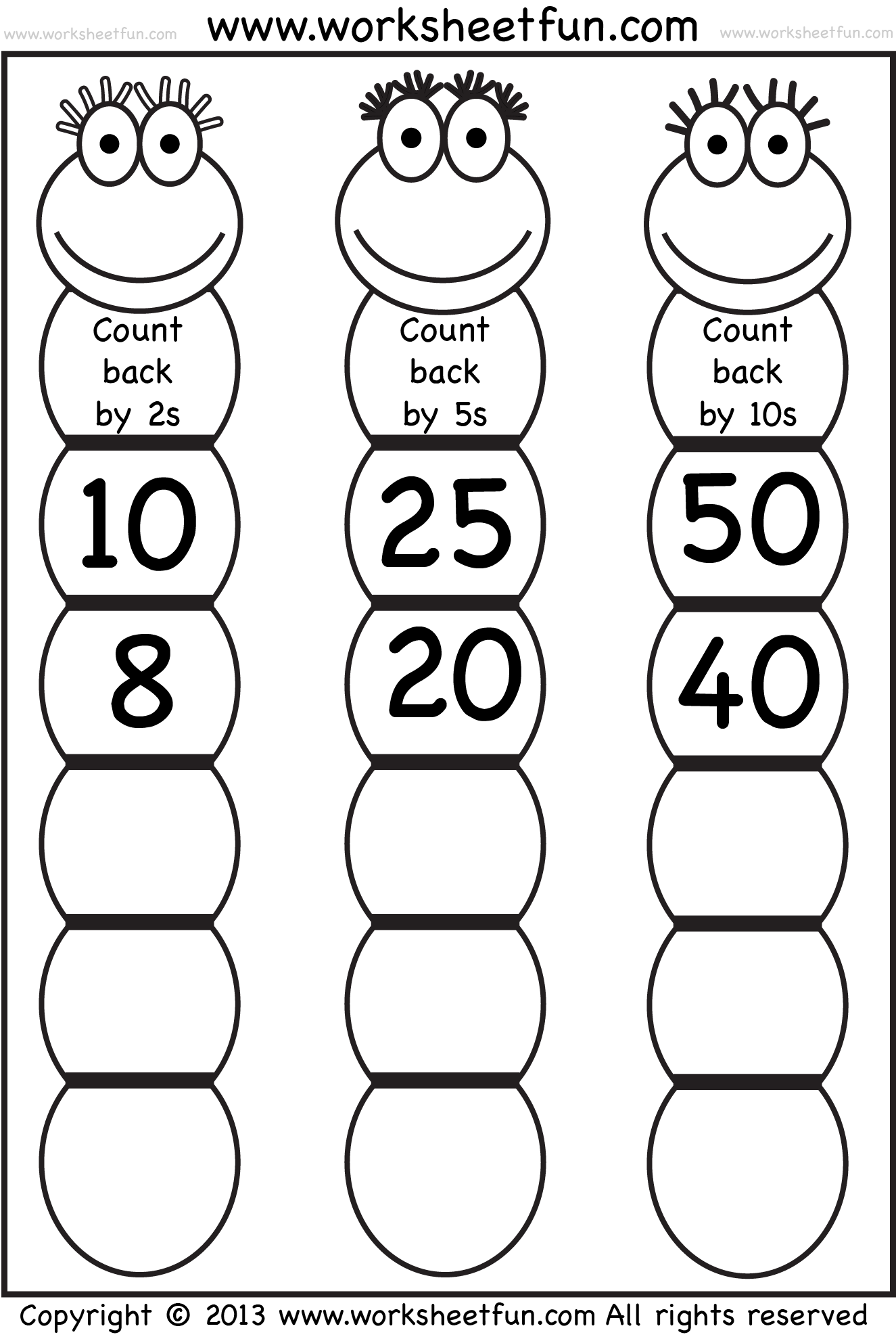 Skip Counting - Count Back by 2, 5 and 10 - Worksheet / FREE ...