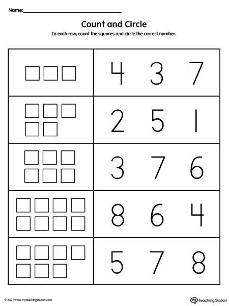 Counting Numbers 1-10 Worksheet: Shapes | MyTeachingStation.com