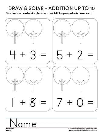 Addition Worksheets for Kindergarten (Free Printables)