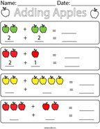 preschool math worksheet addition