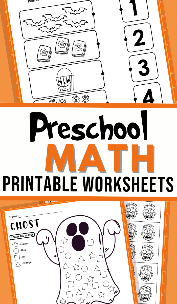 Preschool Halloween Math Worksheets - Shapes, Counting, Numbers