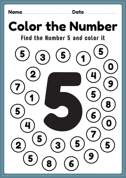 Premium Vector | Preschool math worksheet number 5 coloring maths ...