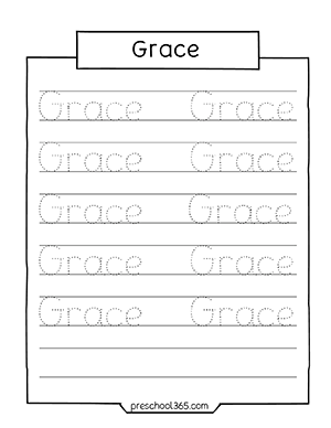 preschool name tracing letters