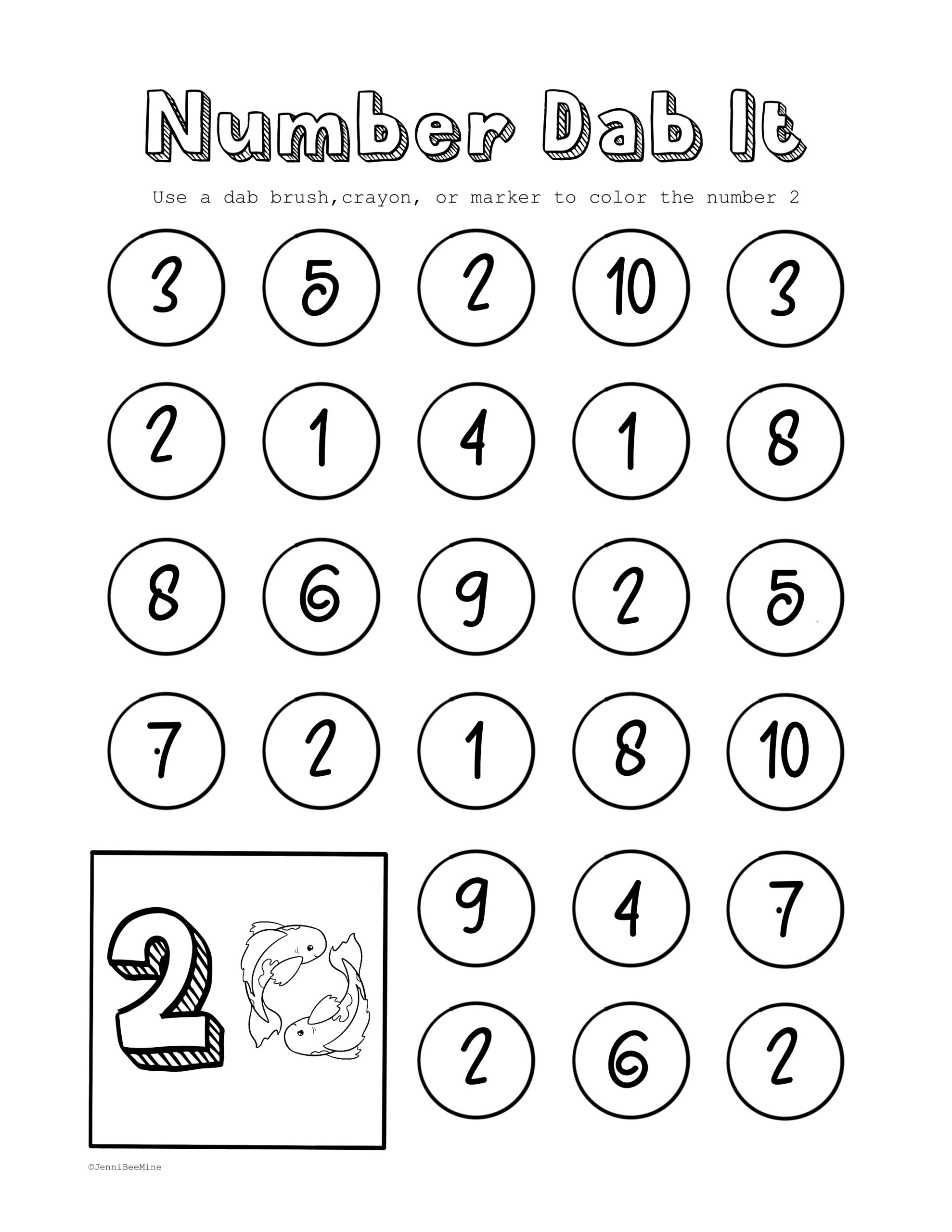 Free Preschool Printables - Number 2 - Jennibeemine