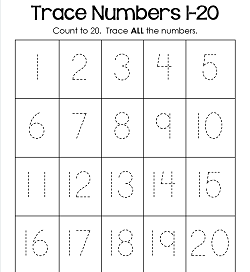 preschool number tracing worksheet 1 20