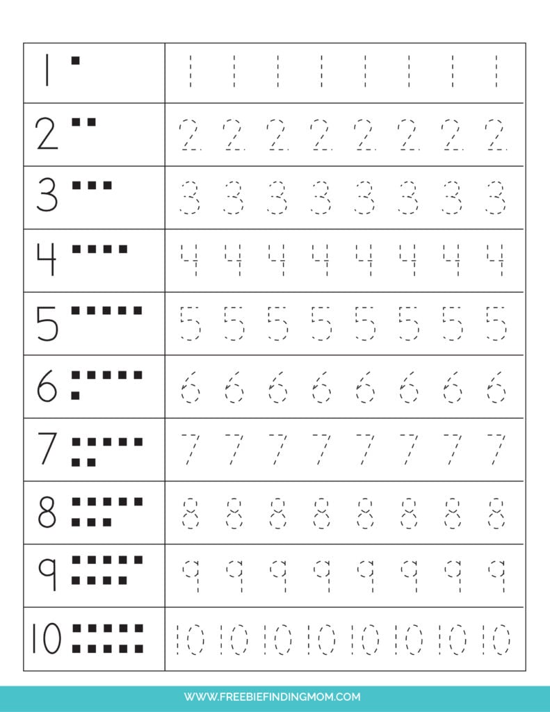 preschool number tracing worksheet 1 20
