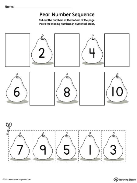 preschool number worksheet cut and paste