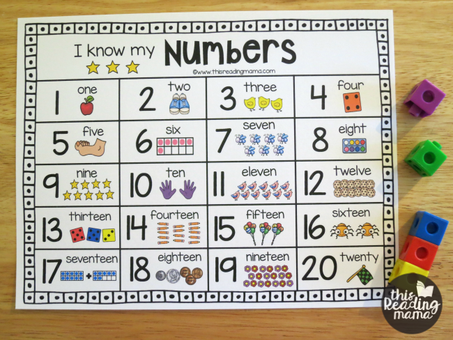 preschool numbers 1 20