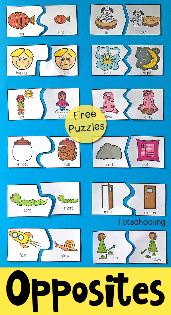 Opposites Puzzles for Preschool | Totschooling - Toddler ...