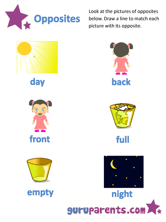 Opposites Worksheets | guruparents