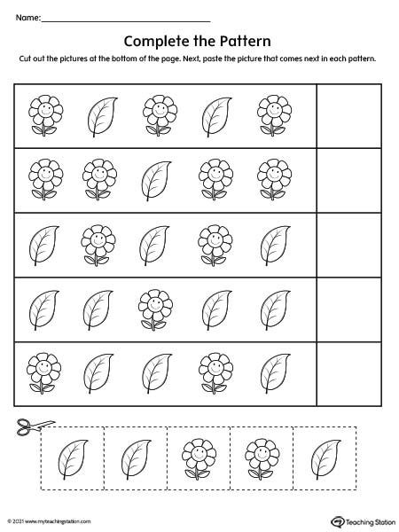 Complete the Pattern Worksheet: Cut &  Paste | MyTeachingStation.com