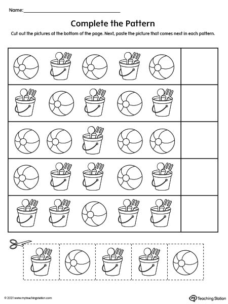 Preschool Patterns Printable Worksheets | MyTeachingStation.com