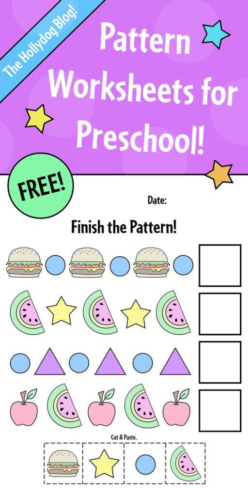 Free Printable Pattern Worksheets for Preschool ⋆ The Hollydog Blog