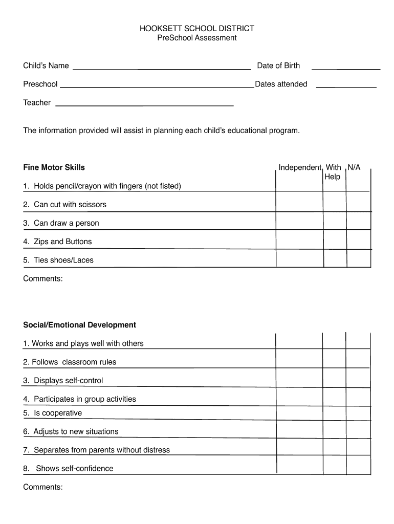 preschool printable forms