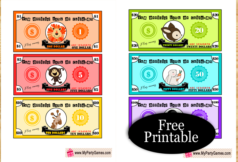 preschool printable play money