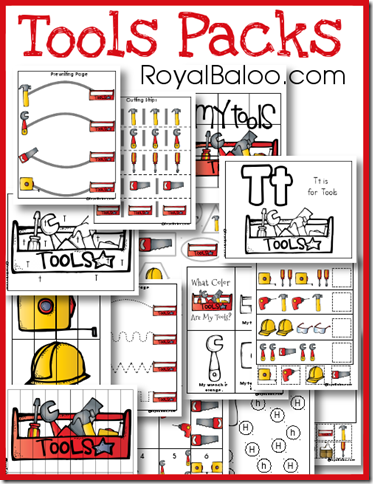 Tool Printable Pack for Preschool and Tots → Royal Baloo