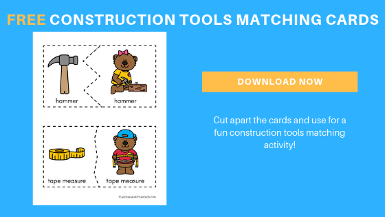 Free Construction Tools Matching Puzzles Printables