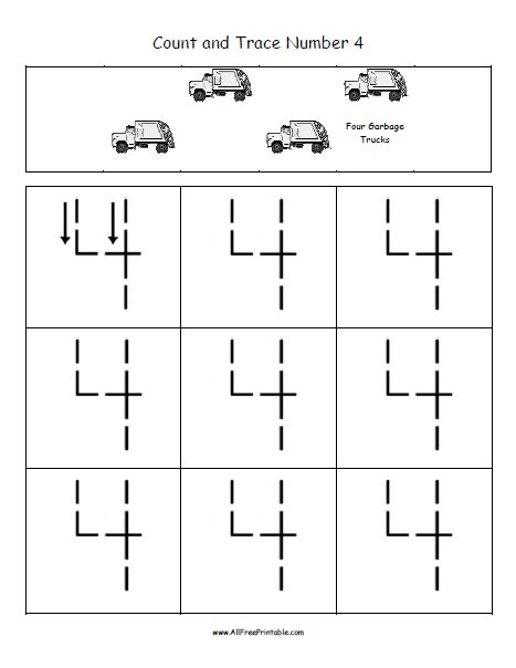 preschool printables for number 4