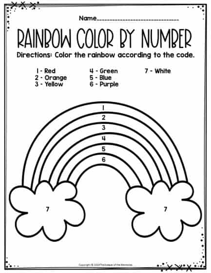 Free Printable Color By Number Rainbow Preschool Worksheet - The ...