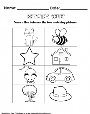 preschool rhyming worksheet free