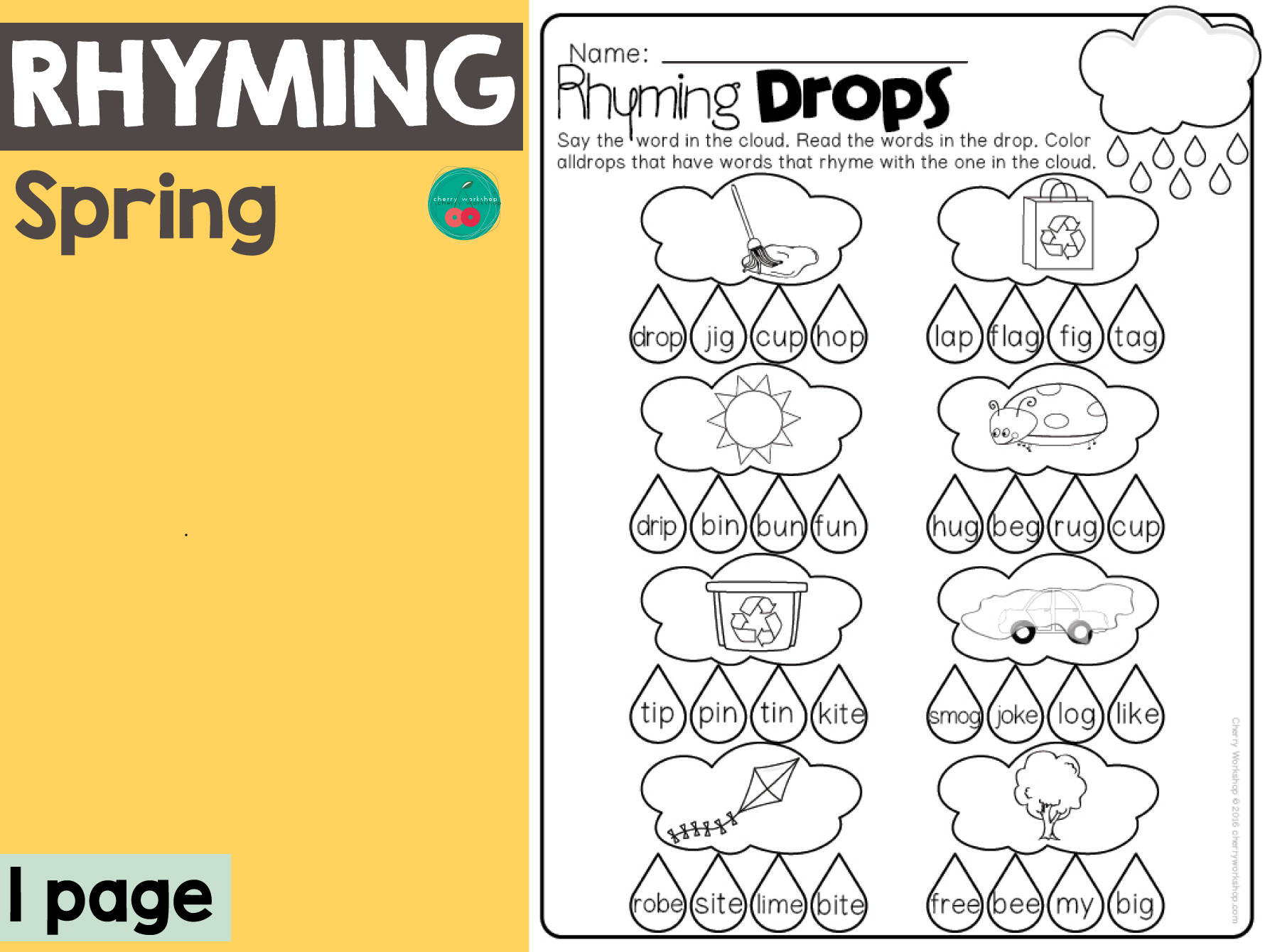 preschool rhyming worksheet free