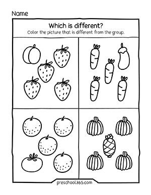 Printable same or identical worksheets for preschools