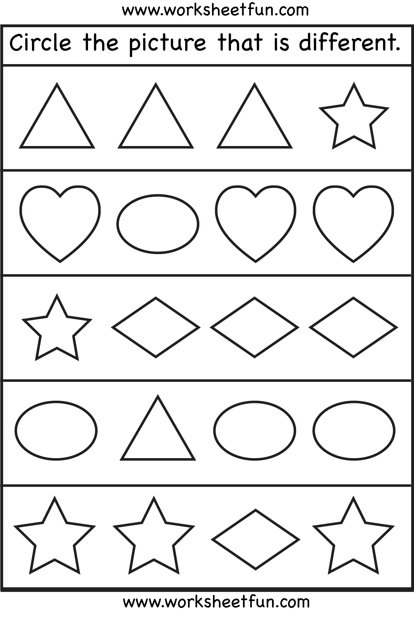 Same and Different Worksheets for Preschoolers