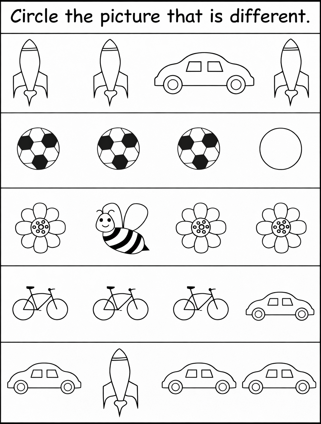 preschool same different worksheet printables