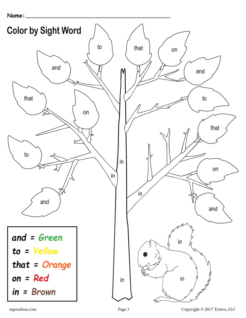preschool site words worksheet