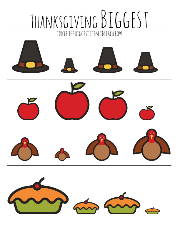 Free Preschool Thanksgiving Worksheet - B Honest Media