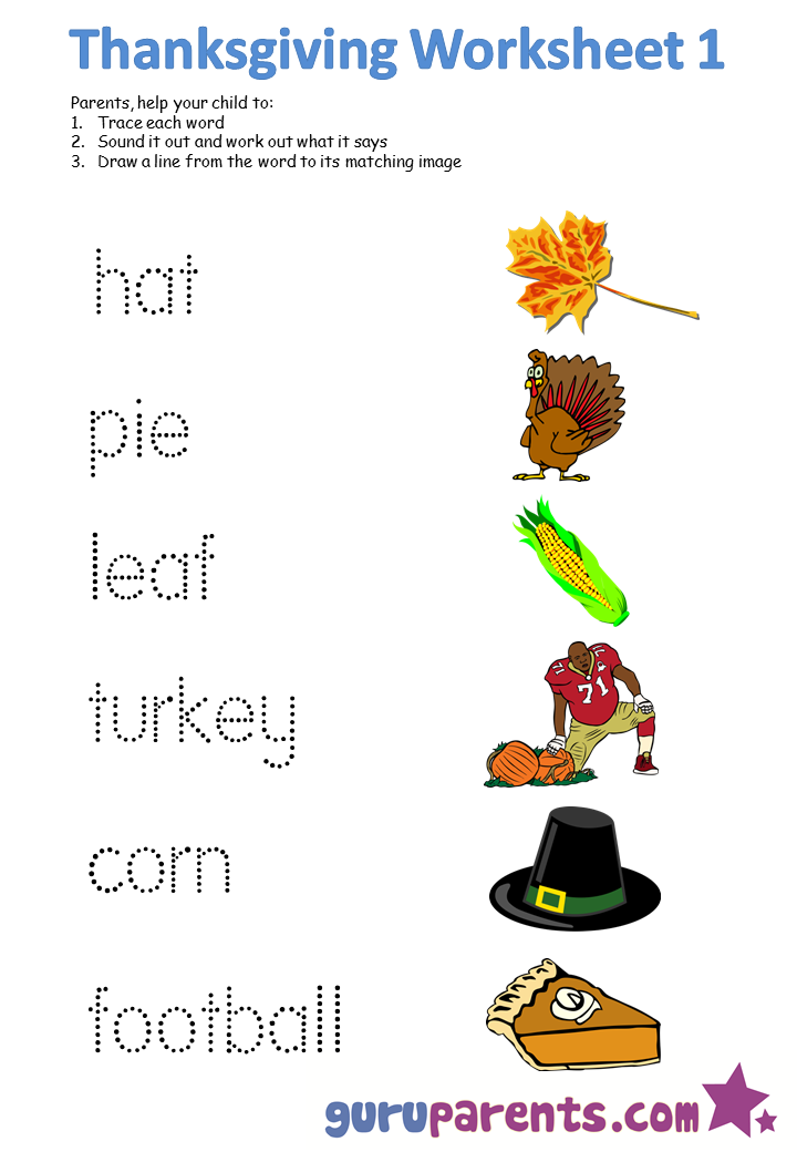 preschool thanksgiving worksheet