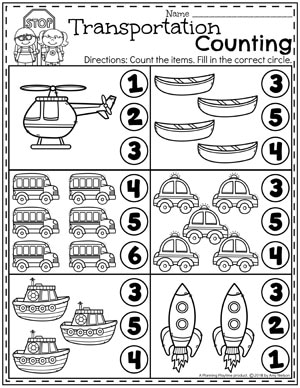 Transportation Worksheets - Planning Playtime