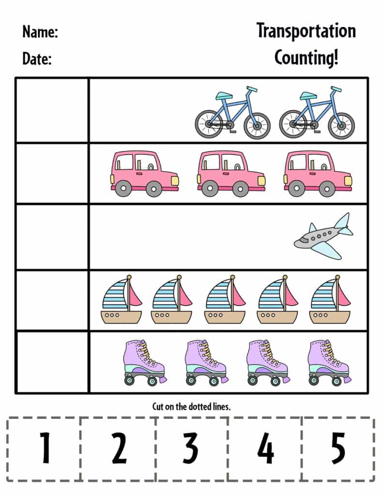 preschool transportation worksheet