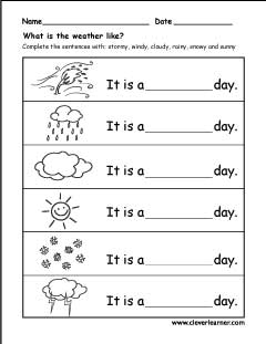 preschool weather seasons worksheet
