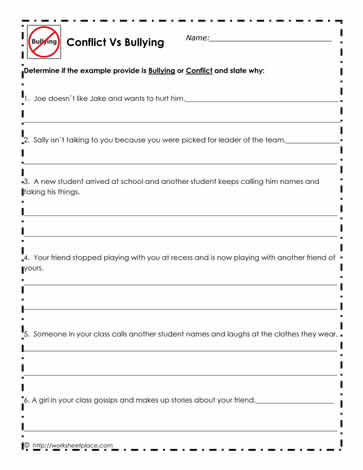 preschool worksheet about bullying