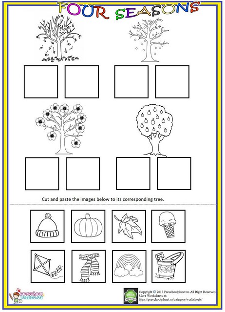 Four seasons cut and paste worksheet | We prepared four seas… | Flickr