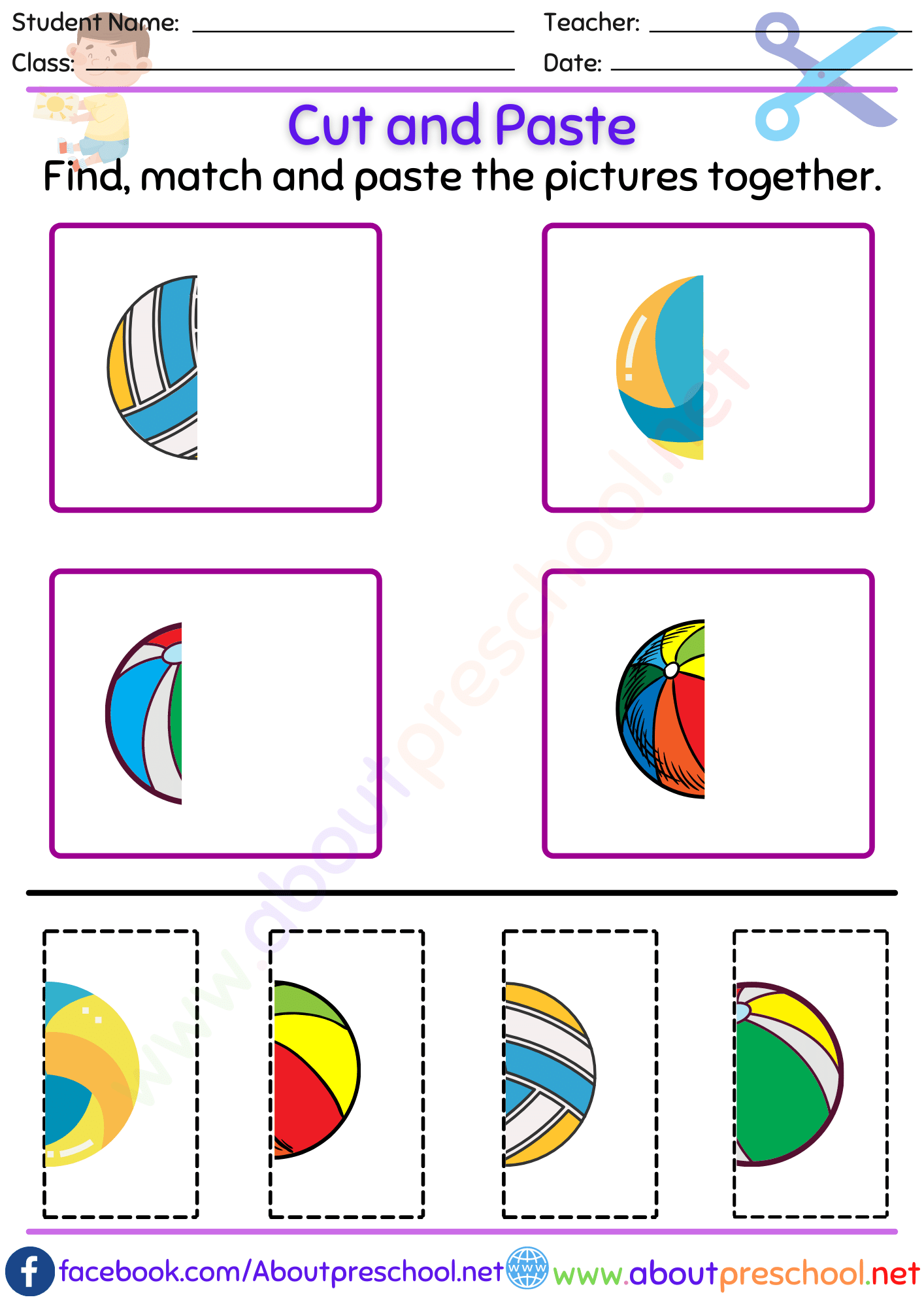 preschool worksheet cut and paste