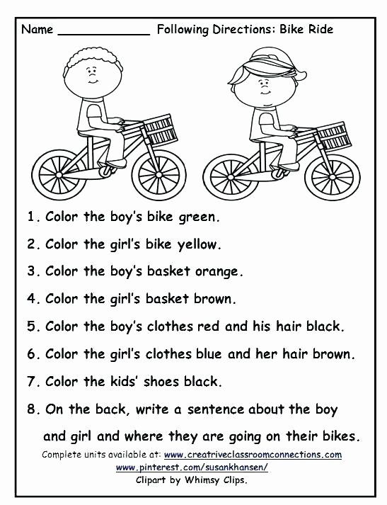 preschool worksheet following directions