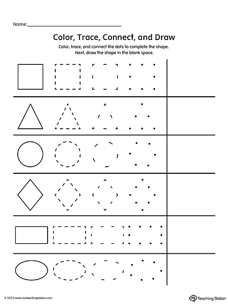 FREE* Color, Trace, and Connect the Dots to Complete the Shapes ...