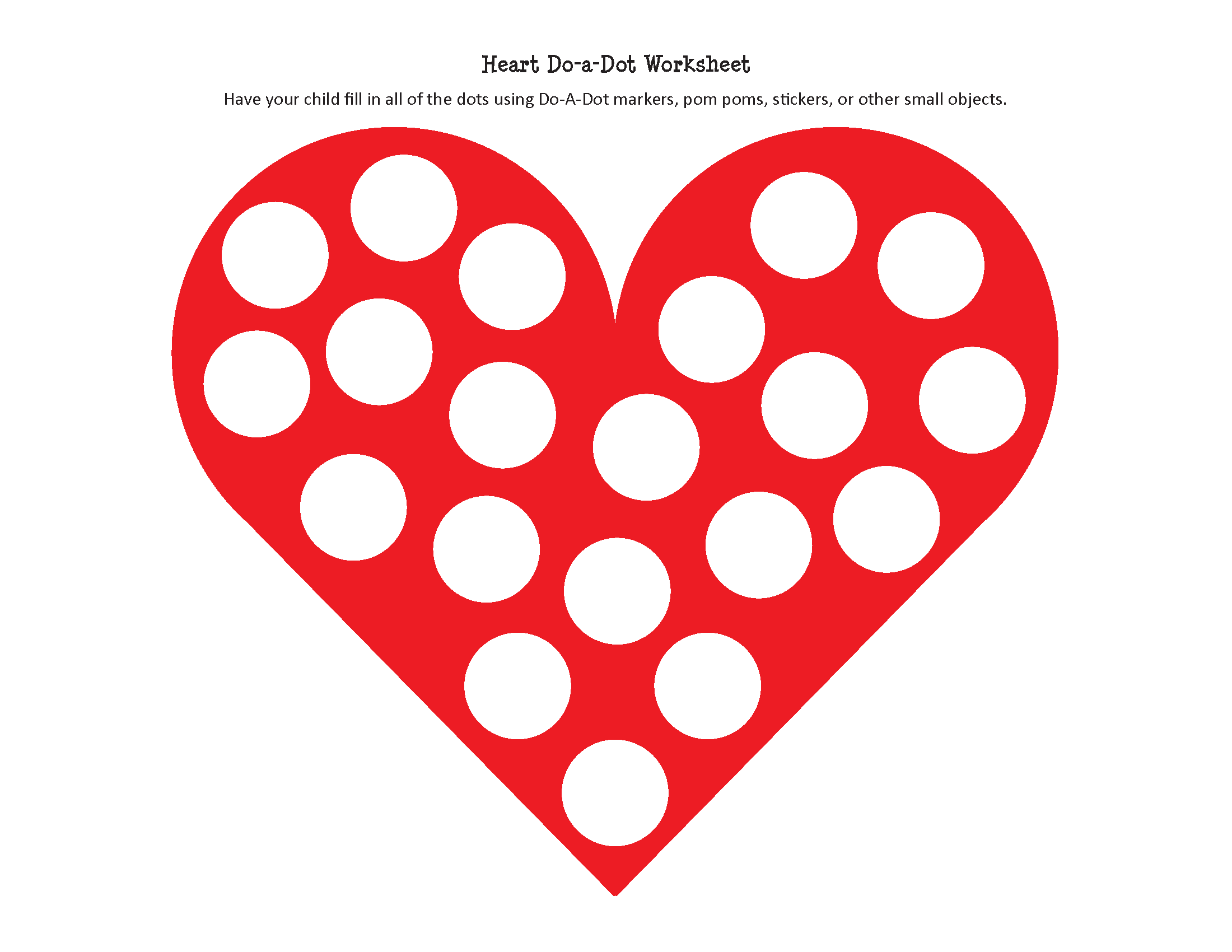 Heart Do-a-Dot Worksheet - Gift of Curiosity