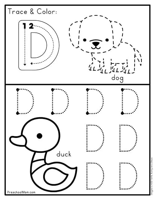 preschool worksheet letter d