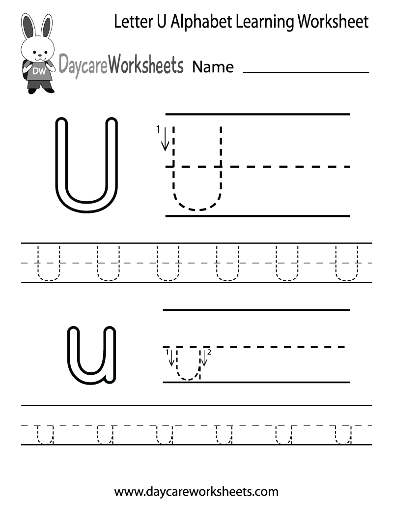 preschool worksheet letter u