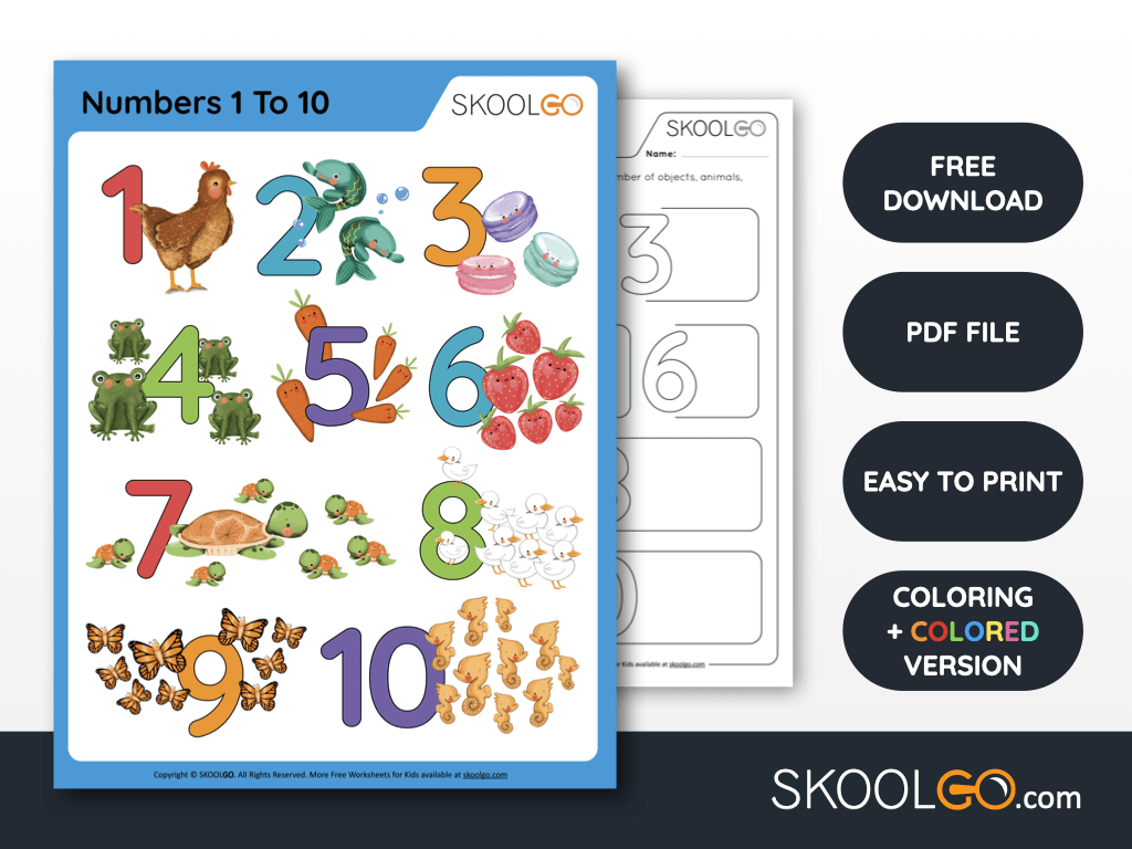 Counting Numbers Worksheet for Kids (1-10) - Kidpid